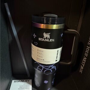 Stanley Black Travel Tumbler with Lavender Floral Accents